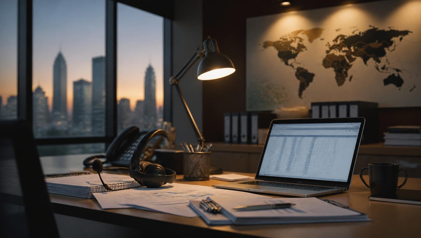 International trade desk workspace used to coordinate agricultural export enquiries